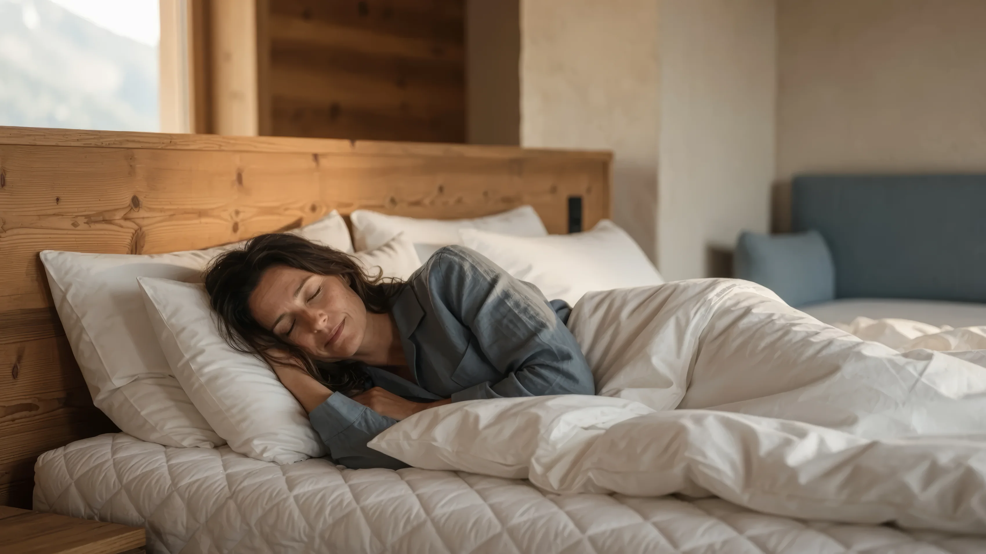 Woman sleeping peacefully on a pillow